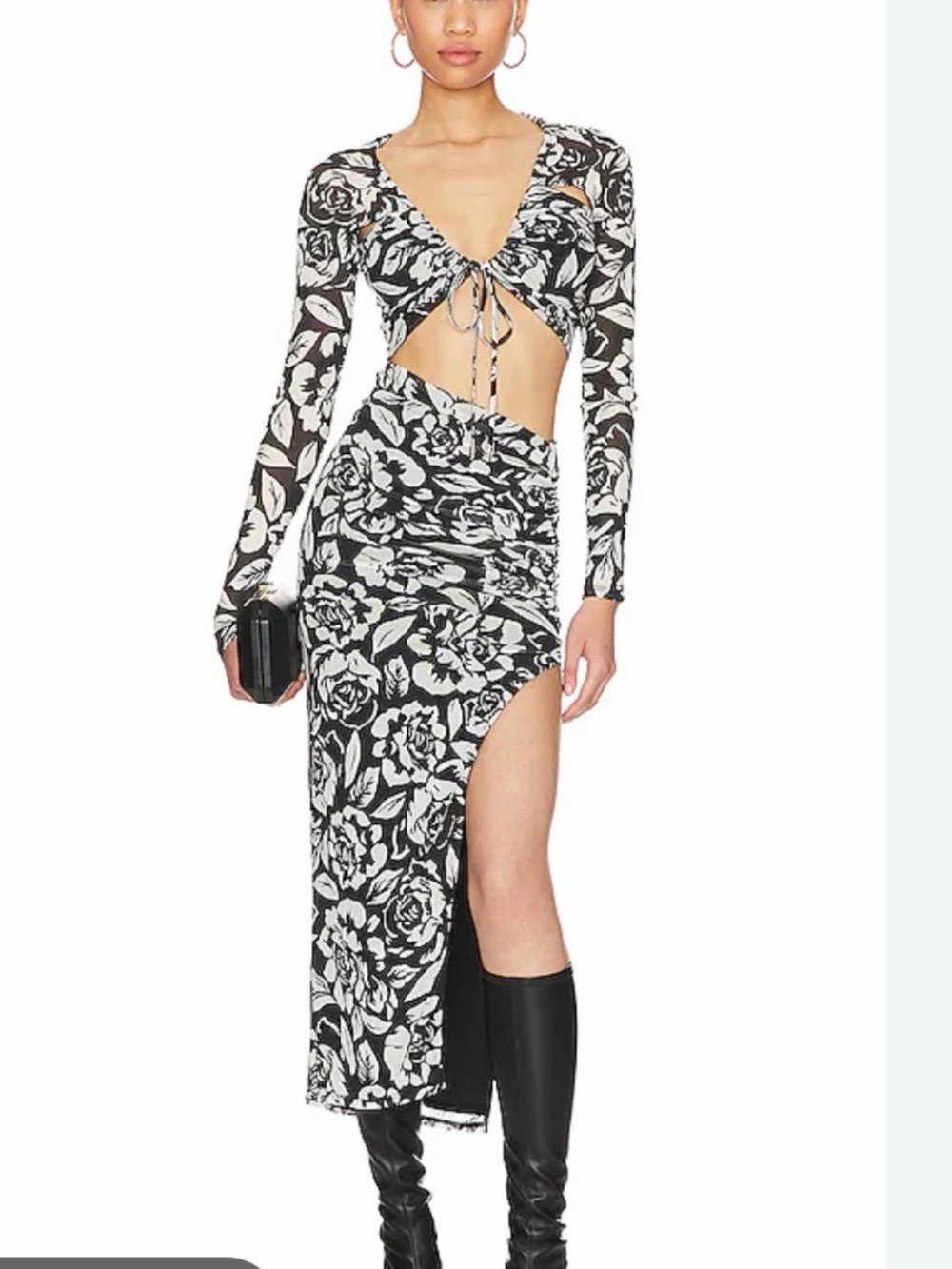 New AFRM Black & White Floral Cutout Maxi Dress small